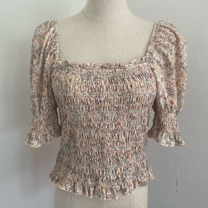 Other Stories Yellow Floral Smocked Top